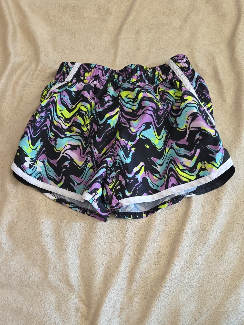 Under Armour Black Neon Swirl Girls' Athletic Shorts